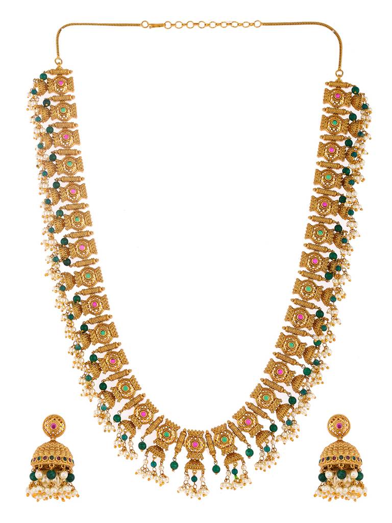 Gold Opulence Pearl Beaded Ethnic Jewellery Set : 8905124478952