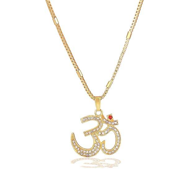 Gehena By Estele Fashion Jewelry Om Pendant Necklace For Men'S: Gold Plated Sacred Om Symbol Pendant Nec : OSAK024-IGWEPENDANT
