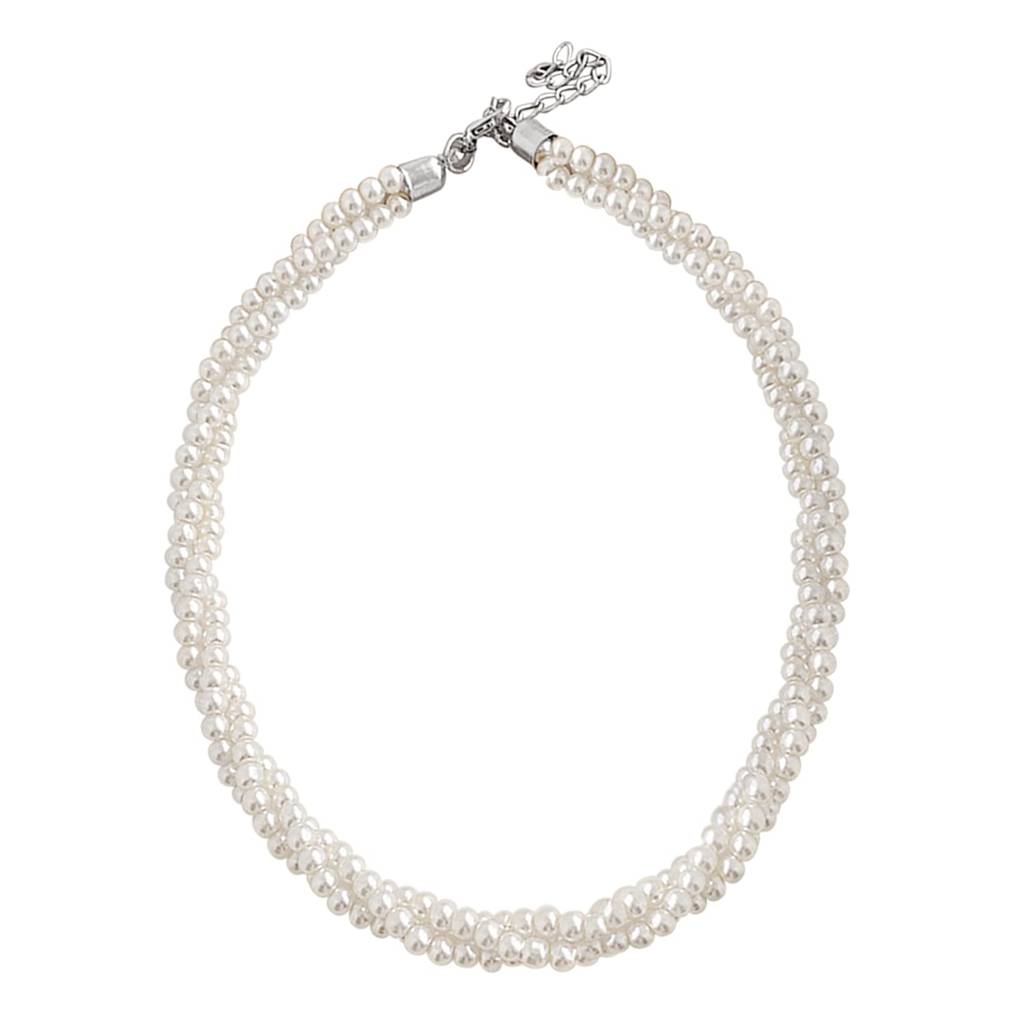 Silver Plated White Beads Studded Necklace Stylish Fashion Casual Jewellery For Women & Girls (Px9N56) : PX9N56