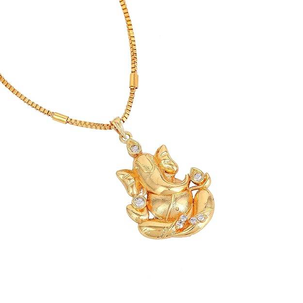 Gehena By Estele Fashion Jewelry Lord Ganesh Pendant Necklace For Men'S: Gold Plated Vighnaharta Ganesha : OSAK031-IGWEPENDANT