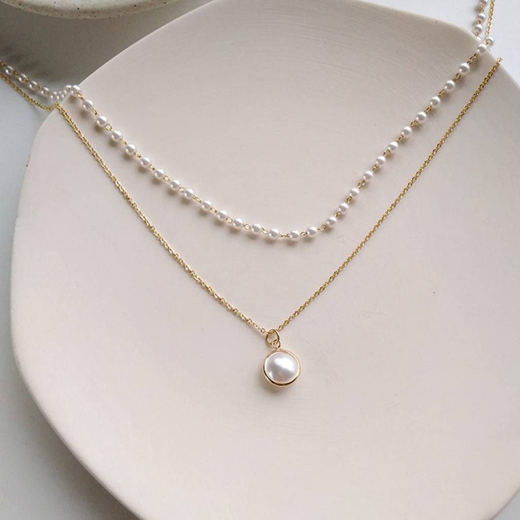 Rose Gold Plated Pearl Pendant Necklace Chain Fashion Stylish Design Jewellery Gift For Women : PX9N58