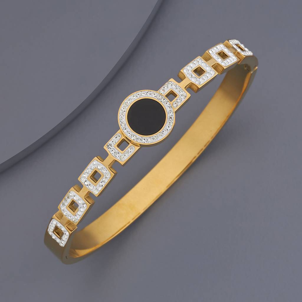 Kushal'S Fashion Jewellery Black Gold-Plated Party Trendy Kada-179898 : 430167