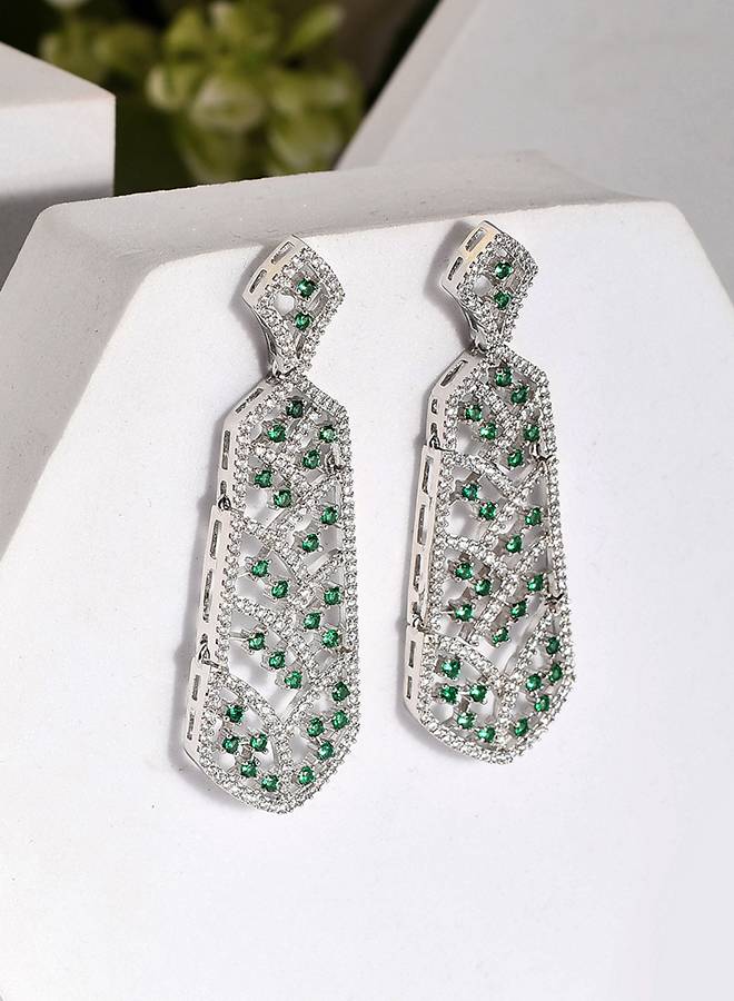 Sparkling Elegance Stunning American Diamond Long Dangler Earrings