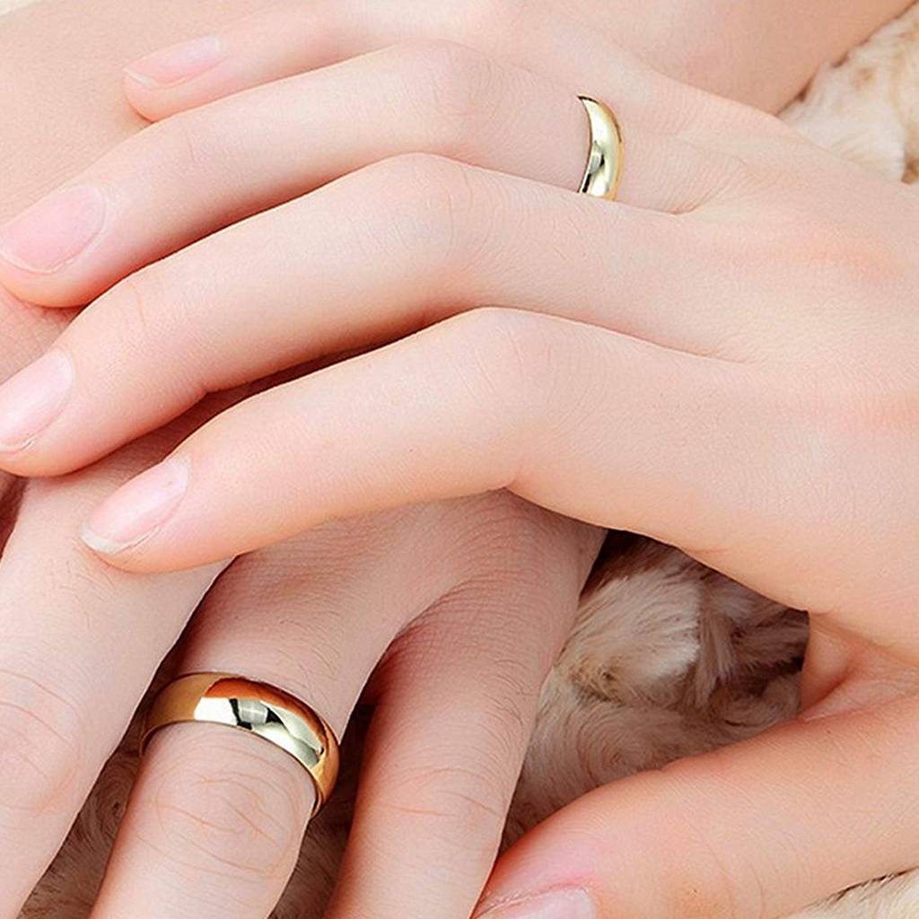 Gold Plated Wedding Engagement Promise Band Couple Ring Jewellery Gift Sets For Men & Women(Gold) : PFCCR37