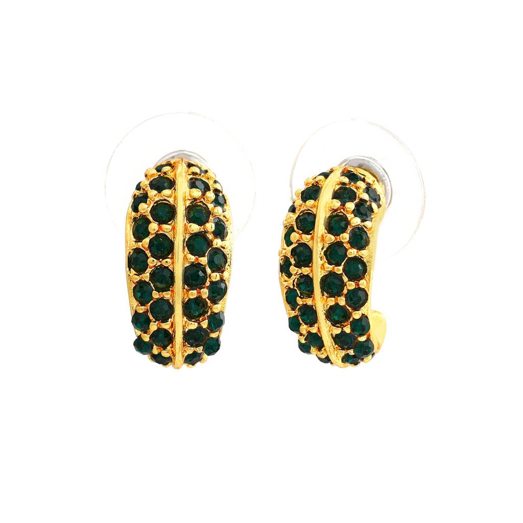Estele Gold Plated Green Candy Crystal Stud Earrings For Women : 766706GNER