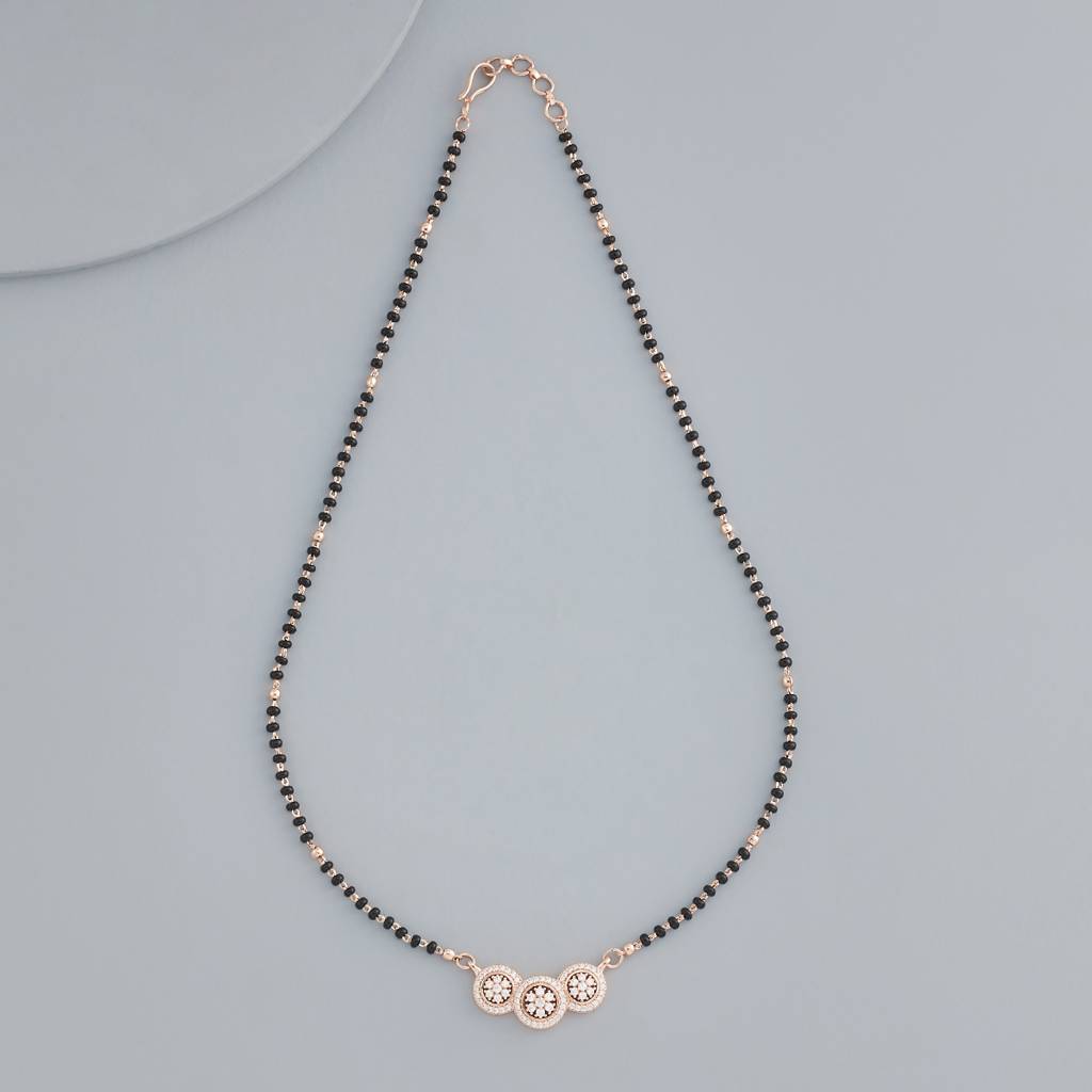 Kushal'S Fashion Jewellery White Rose Gold-Plated Party Zircon Mangalsutra-176889 : 424137