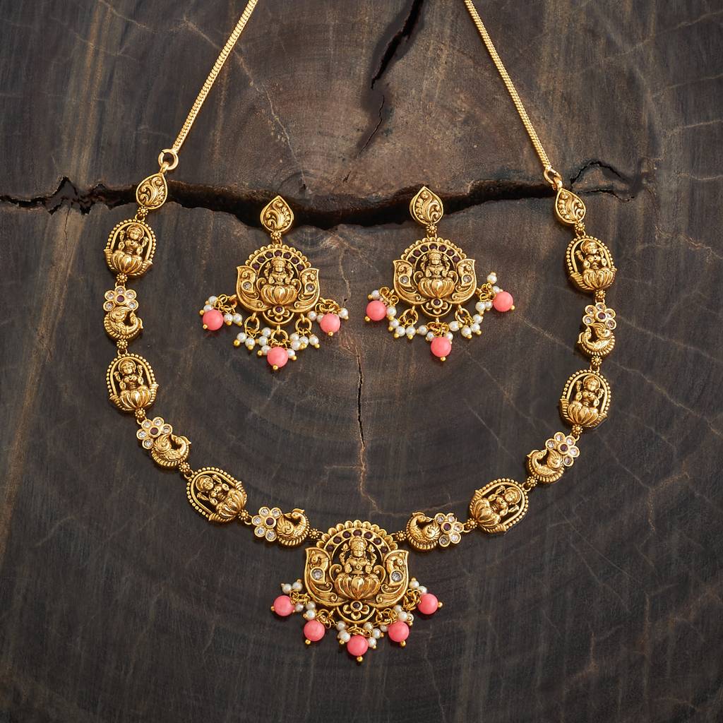 Kushal'S Fashion Jewellery Ruby Gold-Plated Ethnic Antique Jewellery Set-184571 : 440762