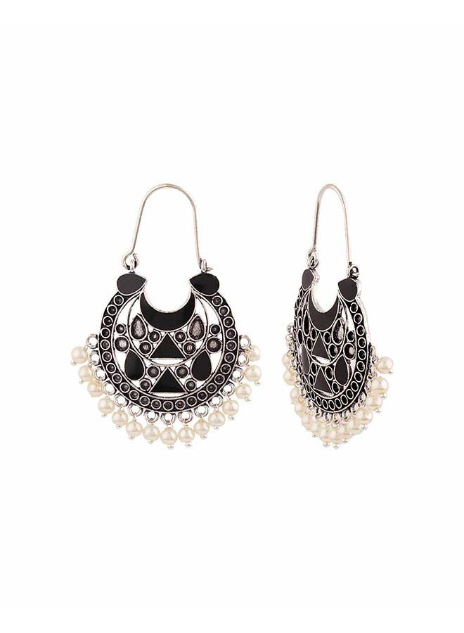 Rangabati Oxidized Silver Plated Earrings : 8907617887616
