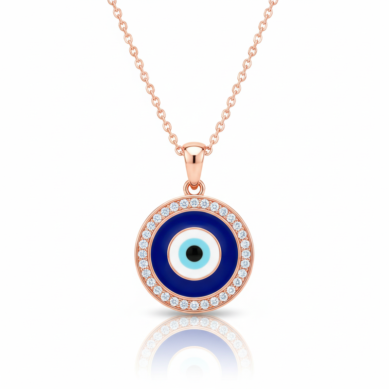 Moissanite Evil Eye Necklace Protection Charm Jewelry : TGDPE-1-Y