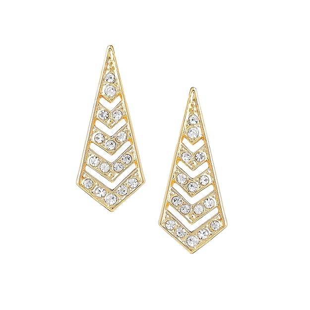 Gold Plated Timeless & Stunning White Crystals Accented Classic Stud Earrings For Girls : 195704-2NIGER
