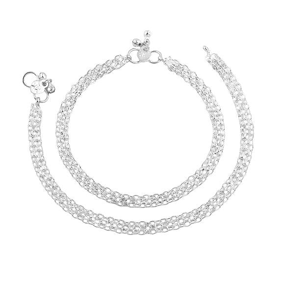 Rhodium Finish Layered Anklets With Modern Design For Party & Daily Use : OSAK011-IRANKLET