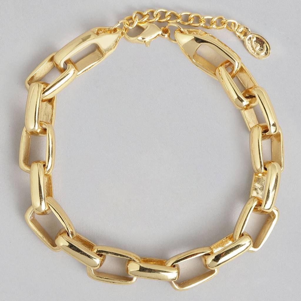 Estele Gold Plated Trendy Rectangle Link Bracelet For Women : 190BR