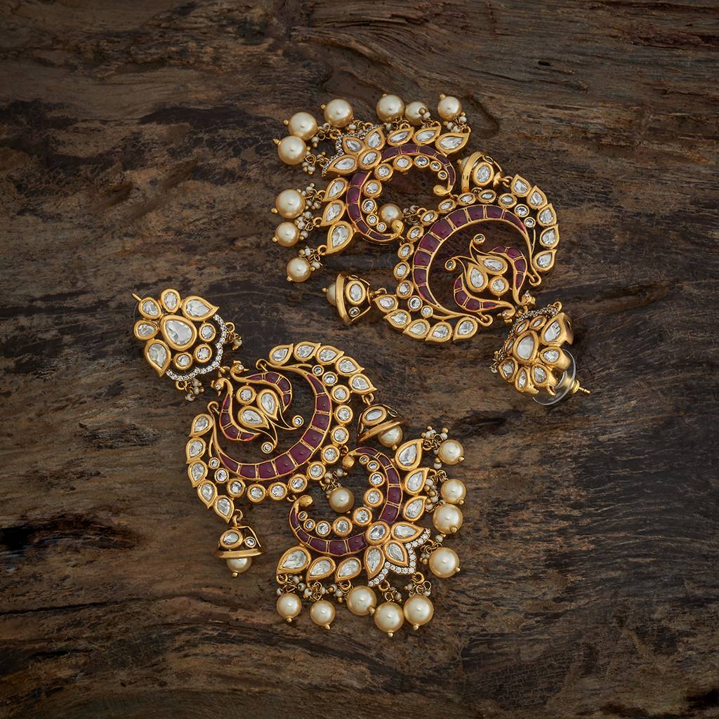 Kushal'S Fashion Jewellery Green Victorian-Plated Ethnic Kundan  Drop Earrings -180235 : 430823