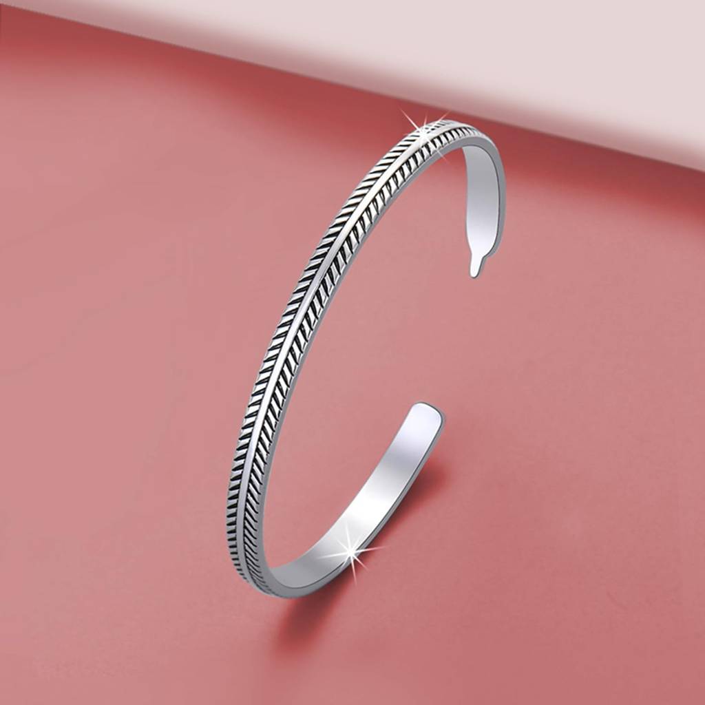 Silver Plated Stainless Steel Metal Kada Bracelet Gift Fashion Jewellery For Men & Boys : PX5SB101