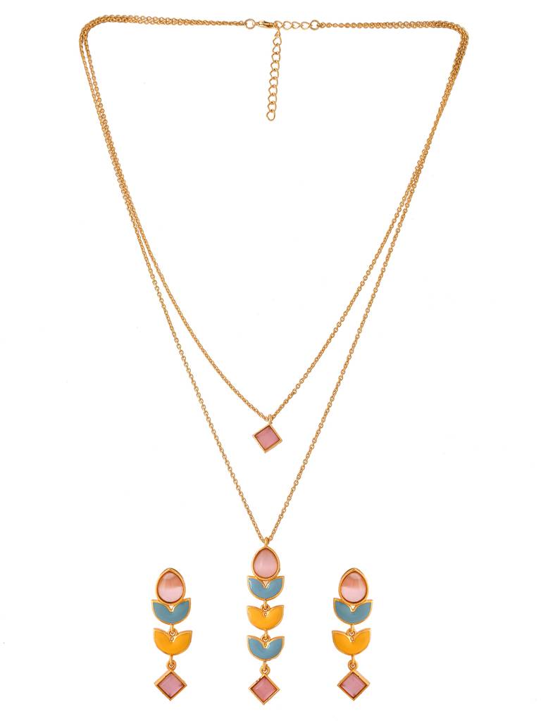 Forever More Yellow Blue Necklace Set : 8905124498554