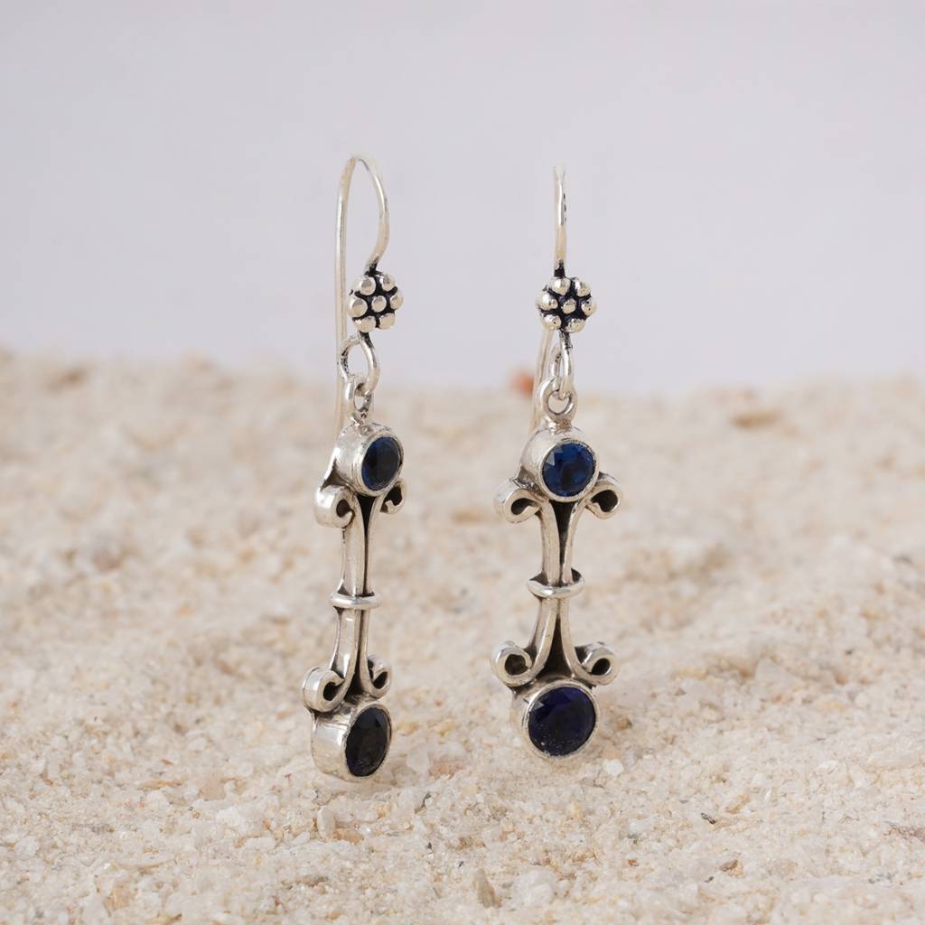 Blue Silver Earrings : SSE699