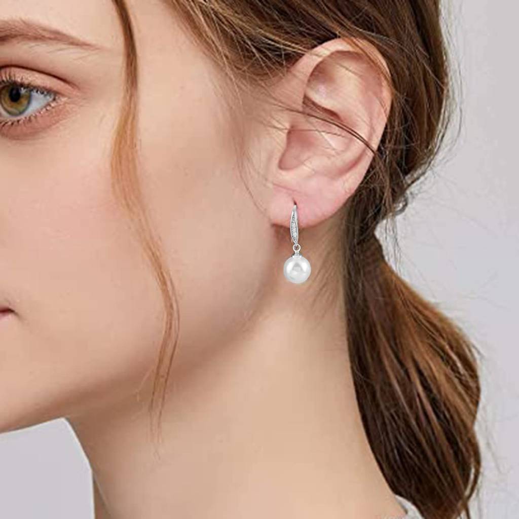 Pearl Studded Silver Plated Drop Earrings Fashion Stylish Jewellry Gift For Girls & Women (Px8E136) : PX8E136