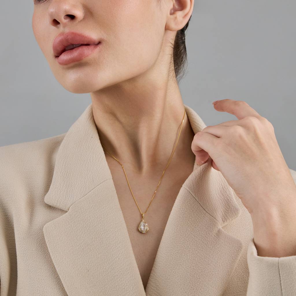 Kushal'S Fashion Jewellery White Rose Gold-Plated Zircon Party 92.5 Sterling Silver Pendant-183003 : 436999