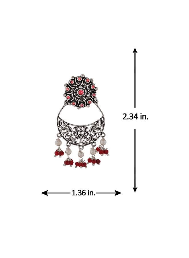 Abharan Round Cut Pink Stones And Pearls Drop Earrings-Vmjai44932 : 8905124493412