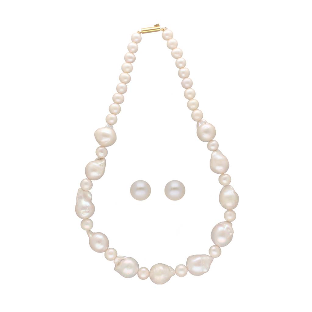 Sri Jagdamba Pearls Feba 1 Line Baroque Pearl Necklaces : JPNOV-23-067