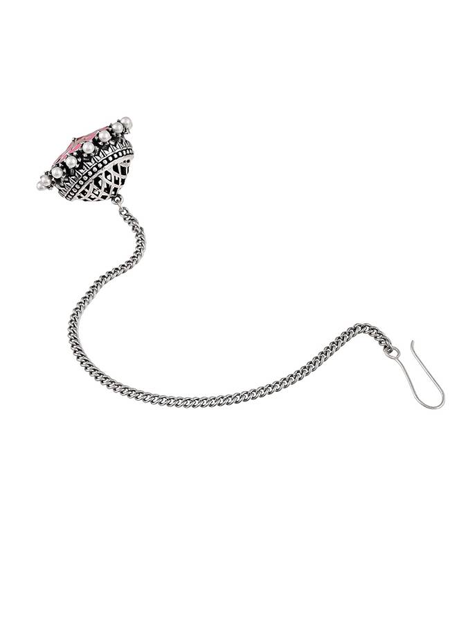 Shwet Kamal Enamelled White Pearls Borla Maang Tika : 8905124446661