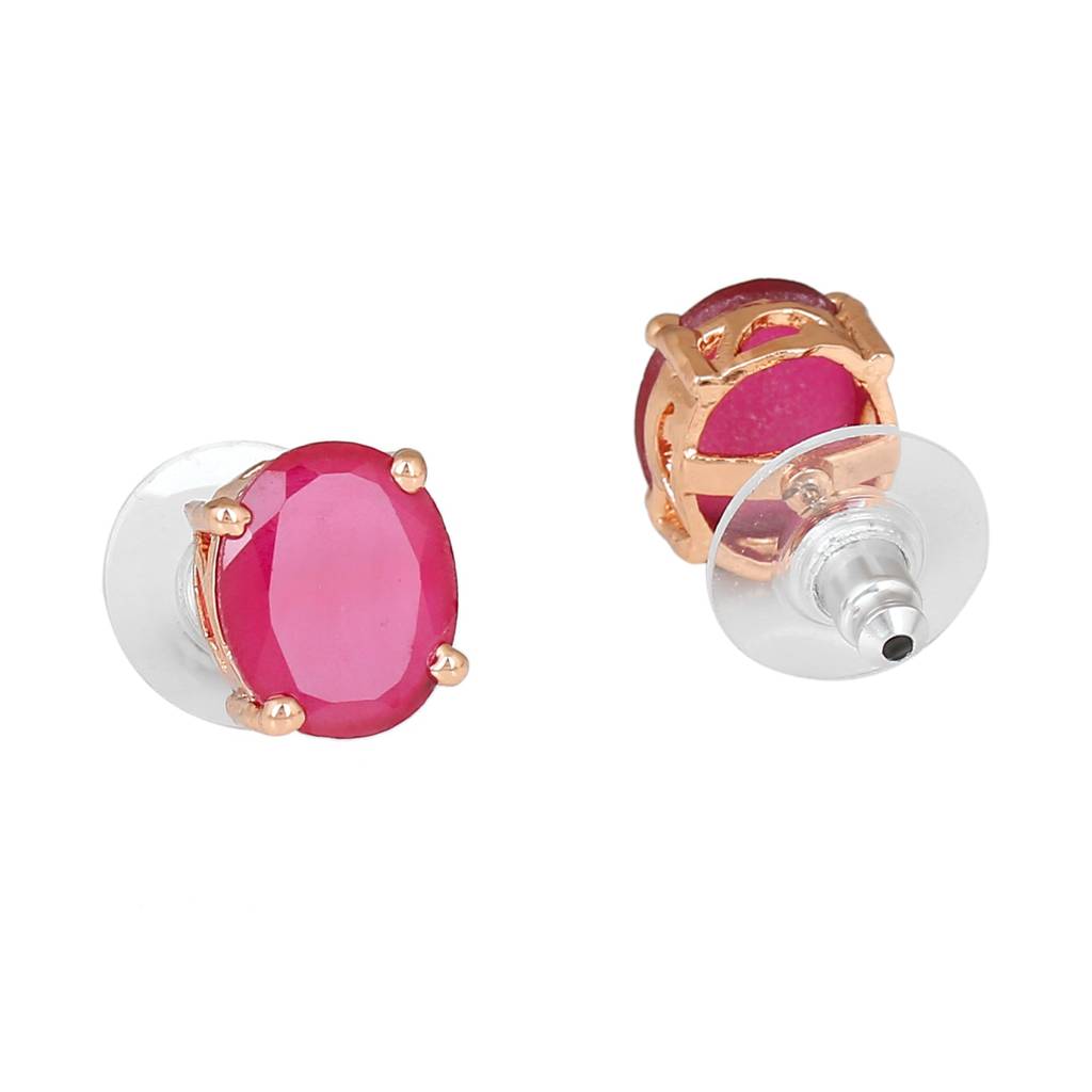 Estele Rose Gold Plated Cz Spherical Maangalsutra Necklace Set With Ruby Stones For Women : ADMS040-RGRBNKER