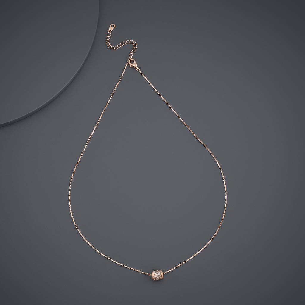 Kushal'S Fashion Jewellery White Rose Gold-Plated Party Imported Pendant Chain-441739 : 441739