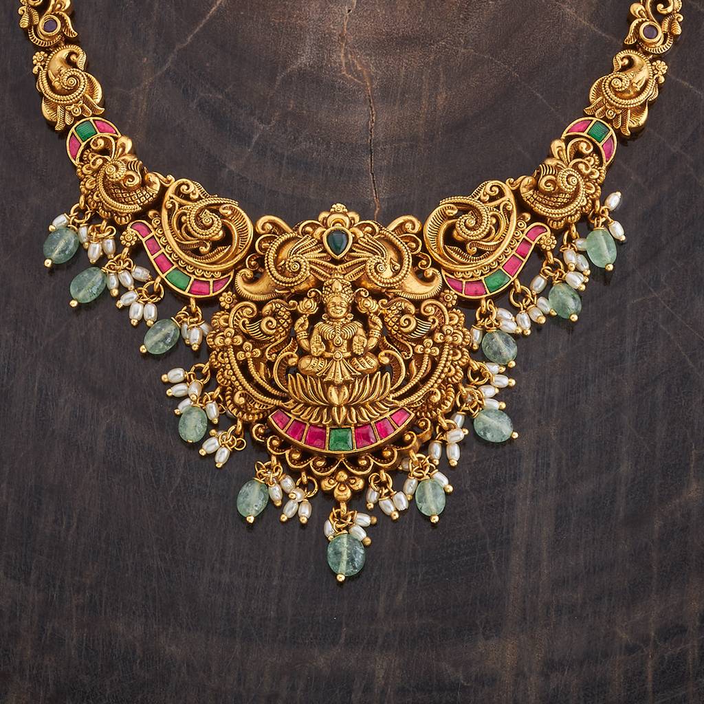 Kushal'S Fashion Jewellery Gold-Plated Ruby Studded Antique Jewellery Set-178125 : 426649