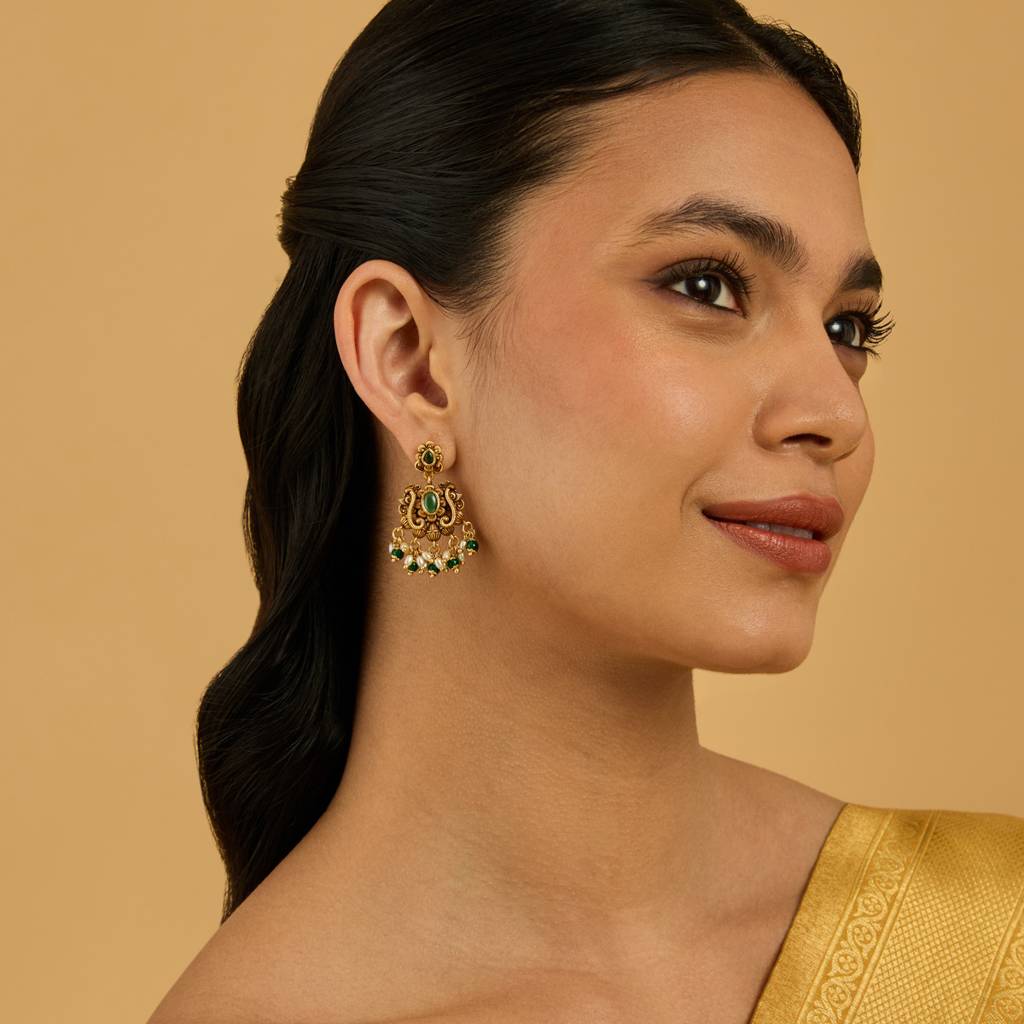 Kushal'S Fashion Jewellery Ruby Gold-Plated Festive Antique Earring-181375 : 433537