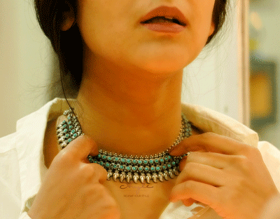 Tattva Turquoise Classic Leaf Drop Necklace : SN2007