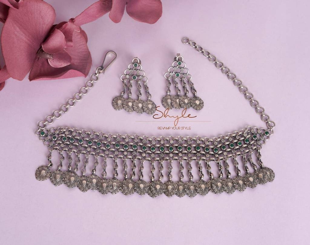 Tattva Intricate Jadau Jali Tribal Motif Drop Necklace Set : SN1073-1