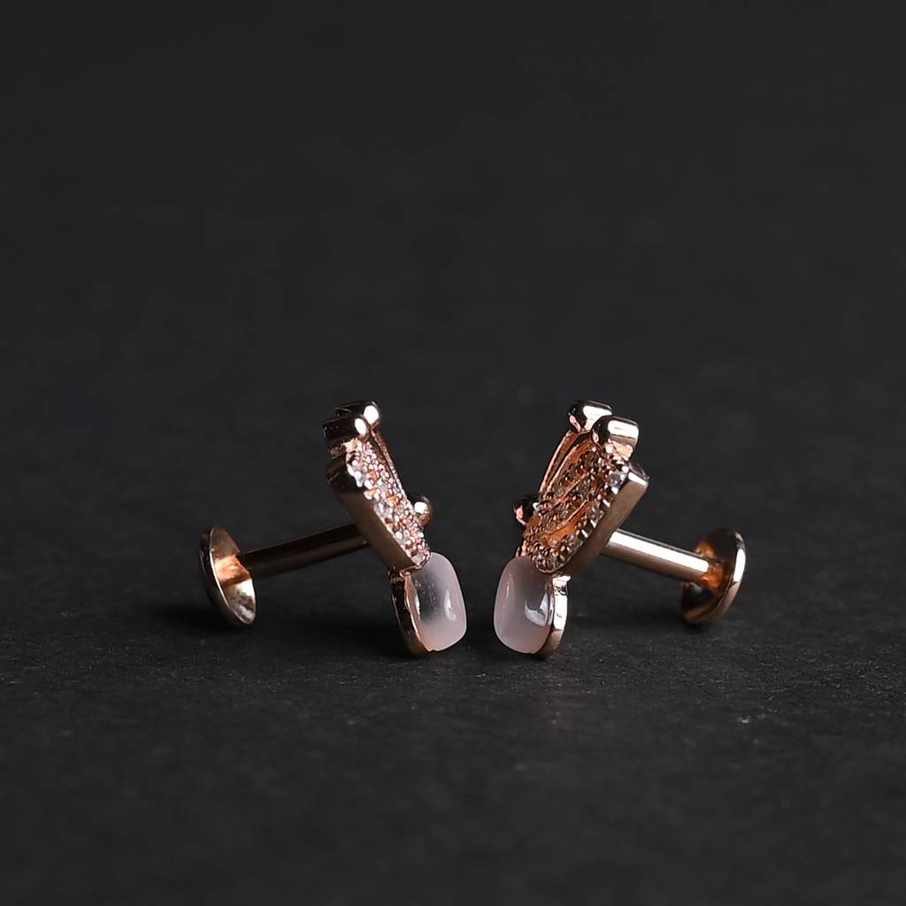 Blush Butterfly Sparkle Studs : SKU1015