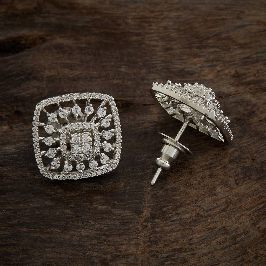 Kushal'S Fashion Jewellery White Rose Gold-Plated Party Zircon Studs-173118 : 415708