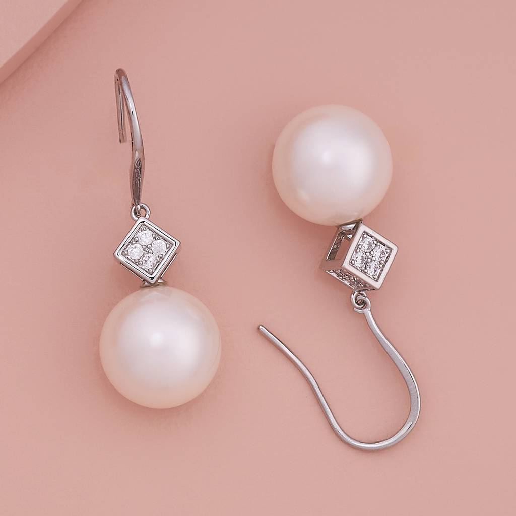 Kushal'S Fashion Jewellery Pearl Party Zircon Drop Earrings-185909 : 443374