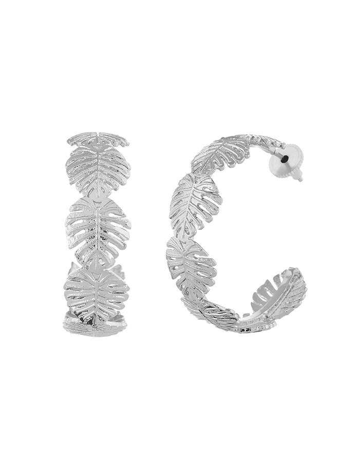 Voylla Hawaii Monstera Silver Hoops : 8905124524031