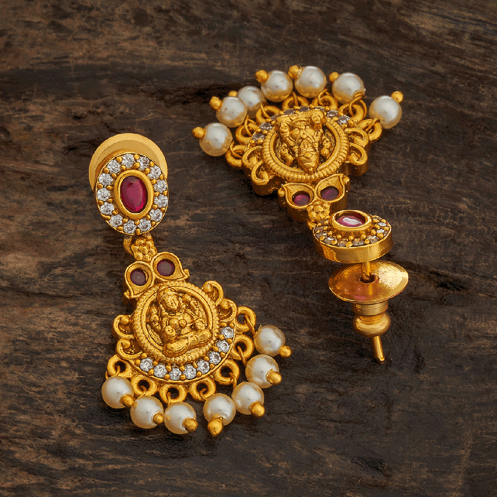Kushal'S Fashion Jewellery Ruby Gold-Plated Ethnic Antique Earring Drop Earrings-174425 : 418319