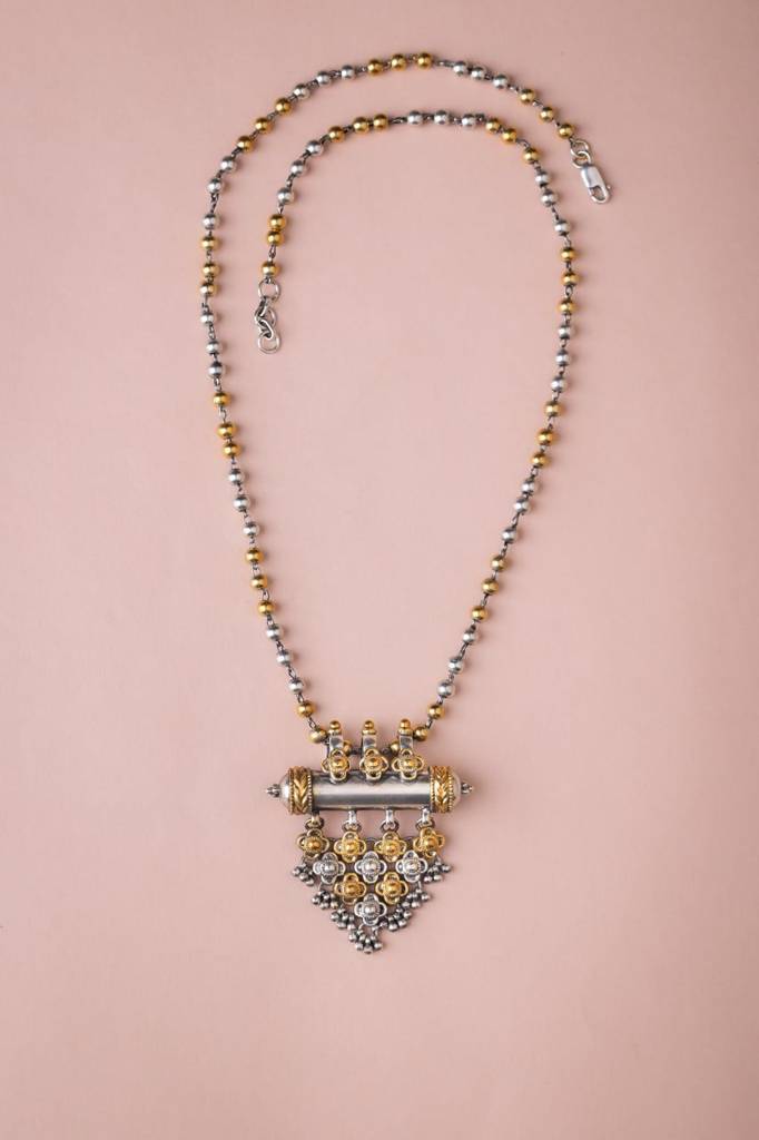 Moh Jali Vintage Inspired Dual Tone Necklace : SK189653