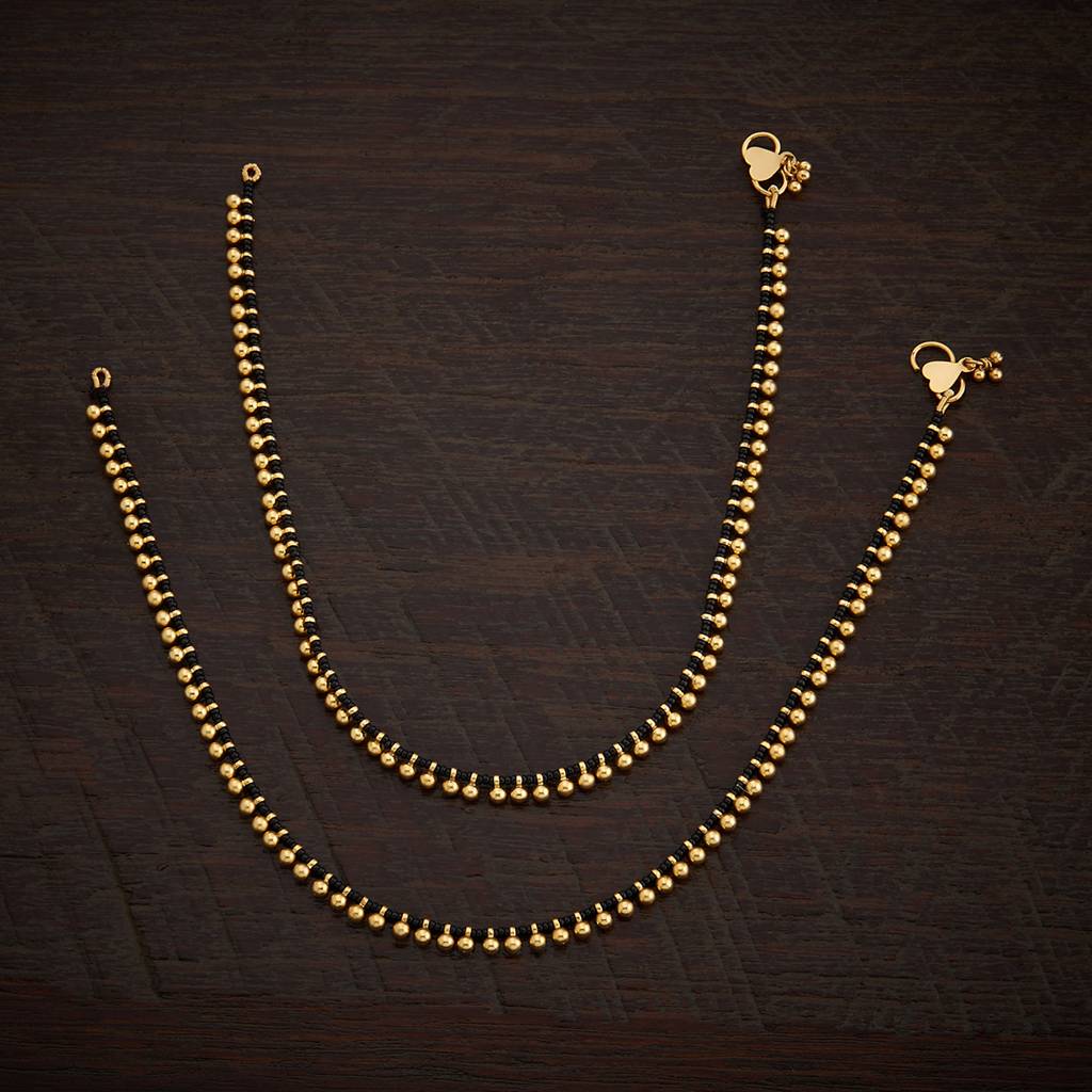 Kushal'S Fashion Jewellery Black Gold-Plated Ethnic Antique Payal -390724 : 390724