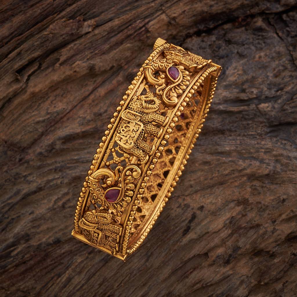 Kushal'S Fashion Jewellery Ruby Gold-Plated Ethnic Antique Bangle-170419 : 410284