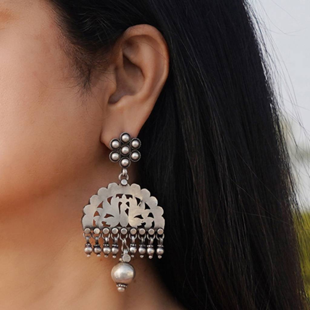 Silver Jaali Earrings : SST059