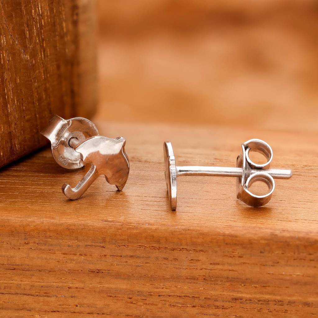 925 Silver Umbrella Stud Earrings | Rain Theme Jewelry Gift : SE_000888