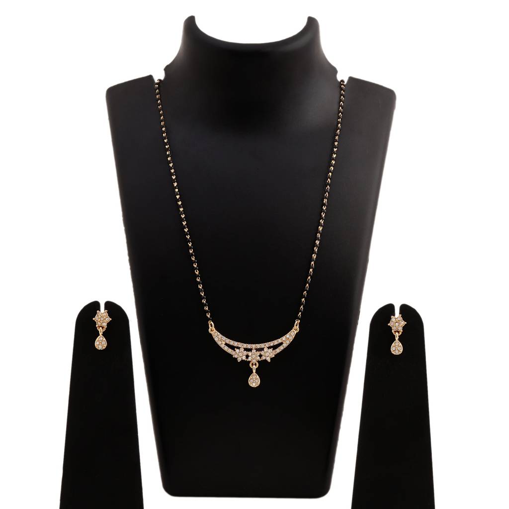 Estele Gold Plated Three Star Mangalsutra Necklace Set For Women : EMS14080063NKER