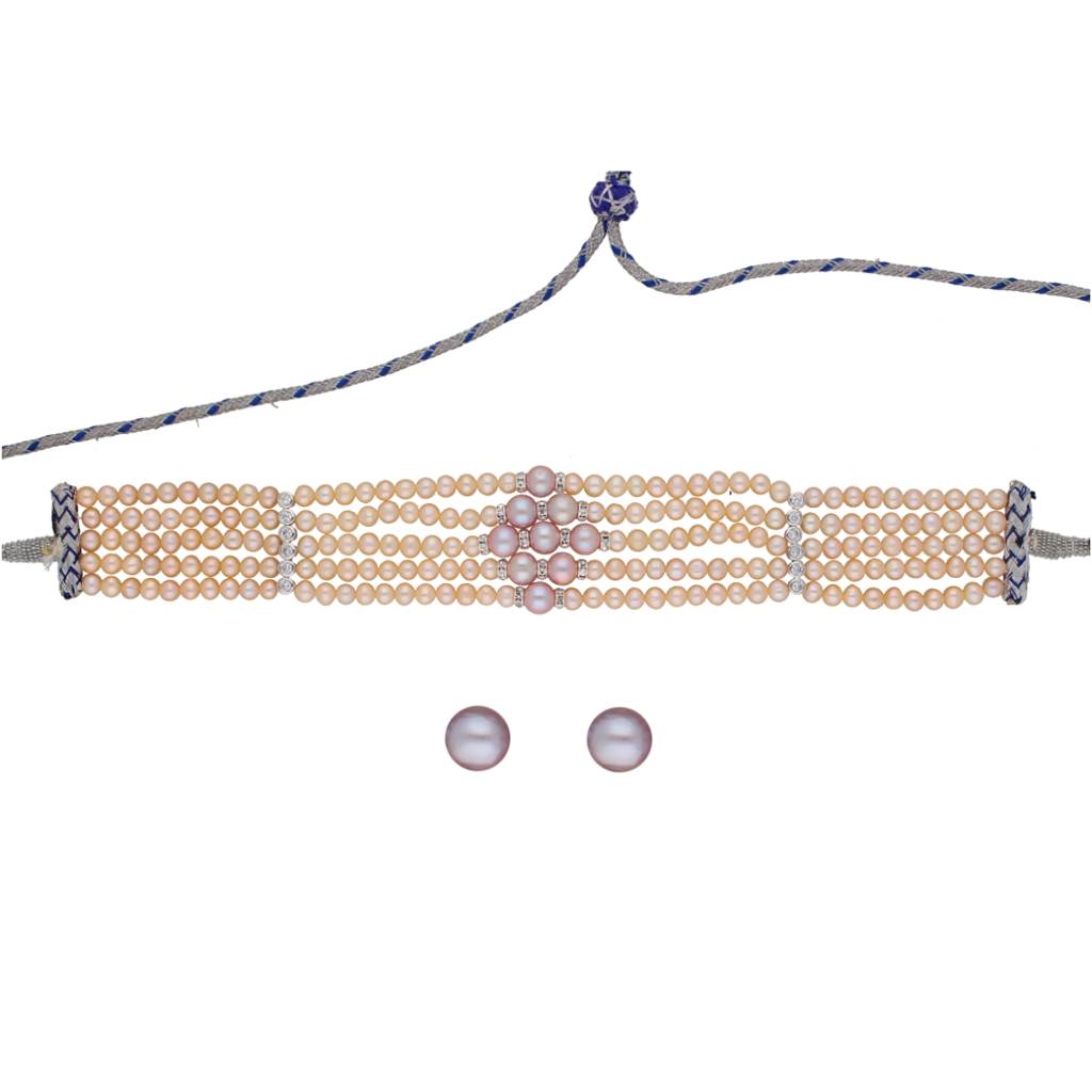 Jaahnavi 5 Lines Round Pearl Choker : JPAU-21-289