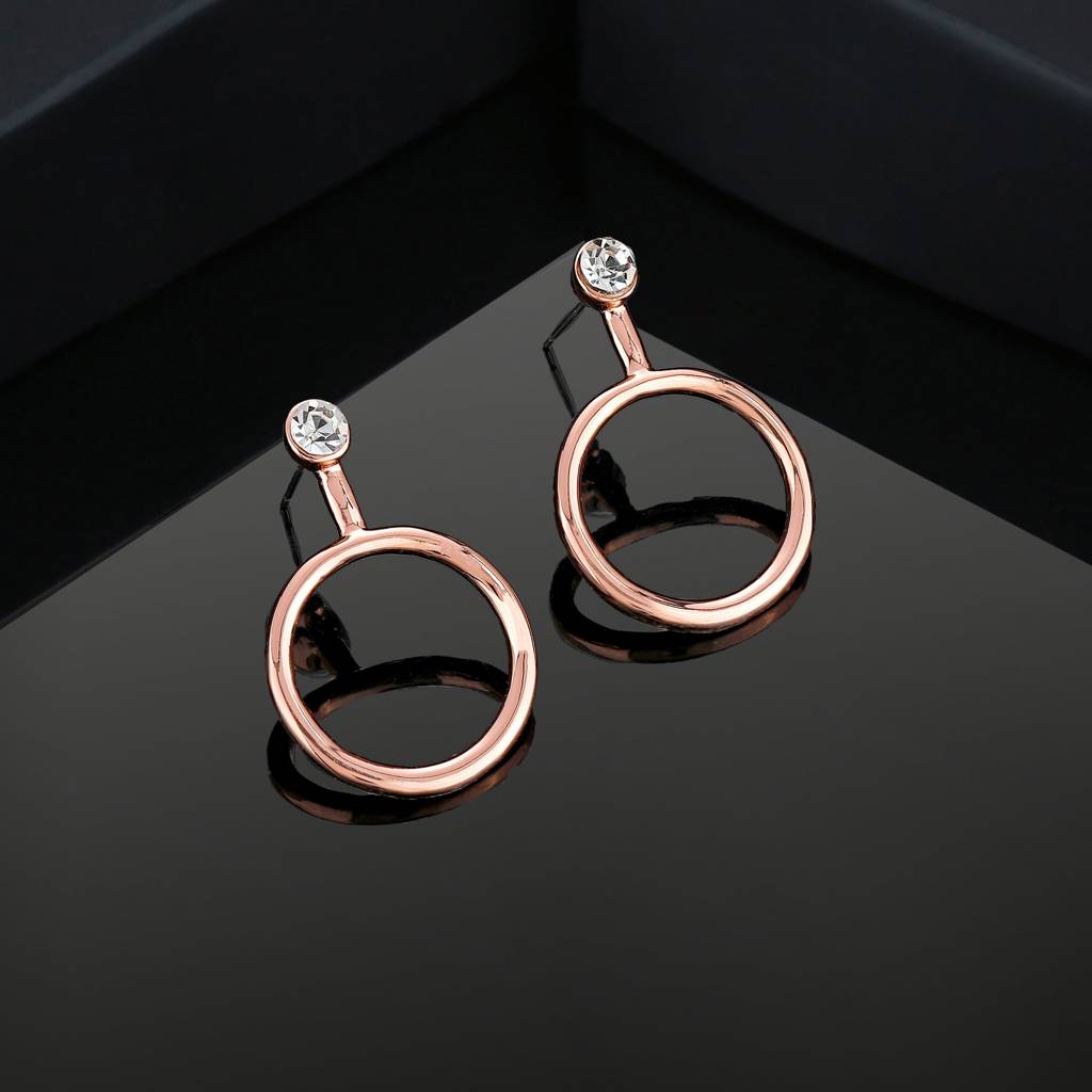Estele Rosegold Plated Stylish Circular Designer Earrings For Women : 690709-RGER