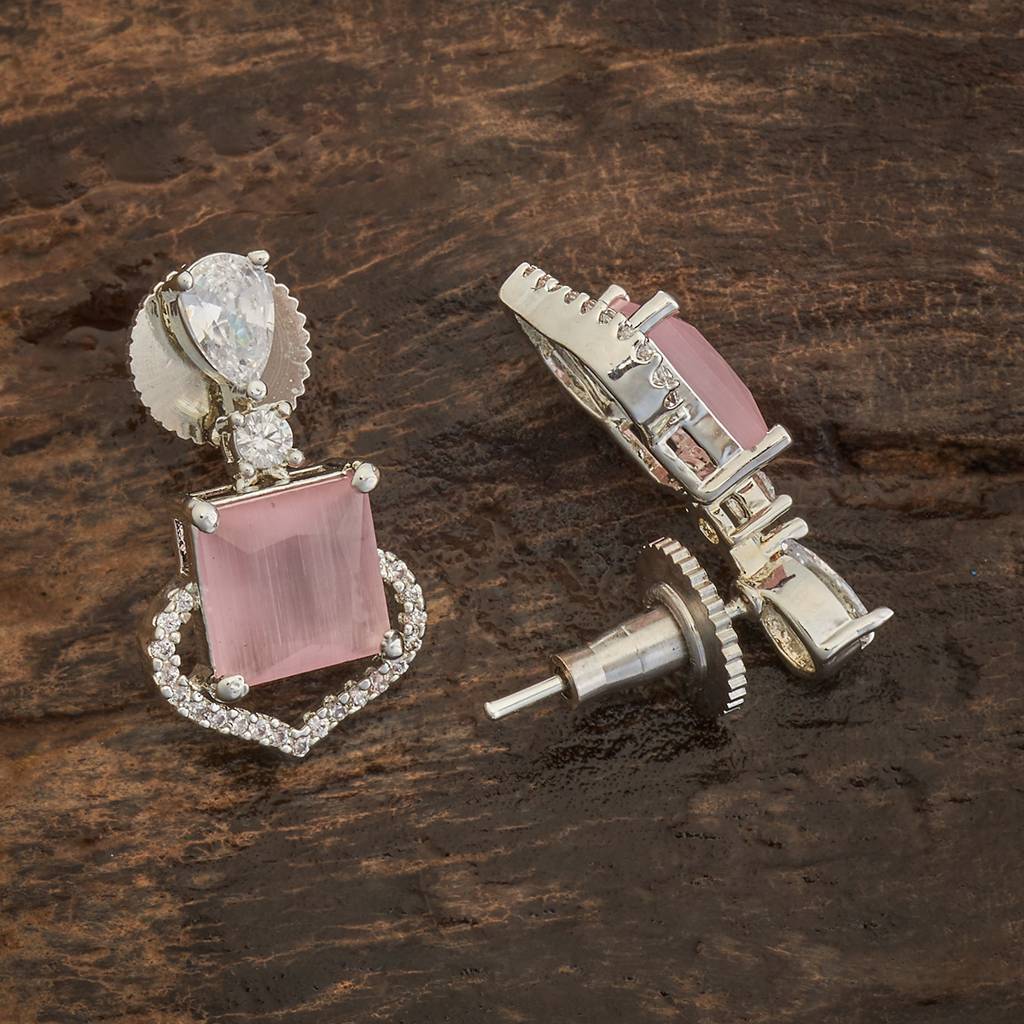Kushal'S Fashion Jewellery Rhodium Plated Party Wear Zircon Earring-173420 : 416411