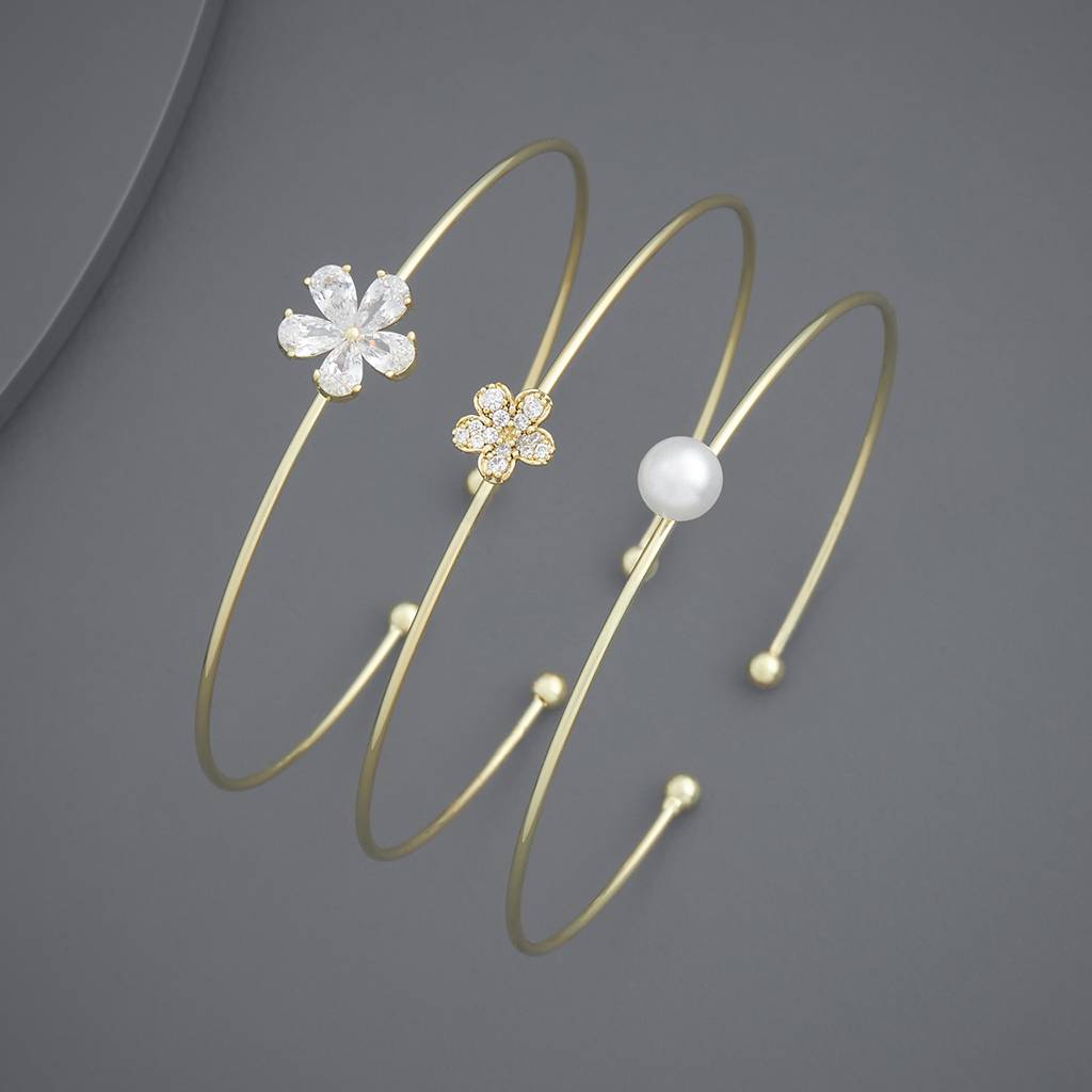 Kushal'S Fashion Jewellery Pearl Gold-Plated Party Trendy Kada-184992 : 441627