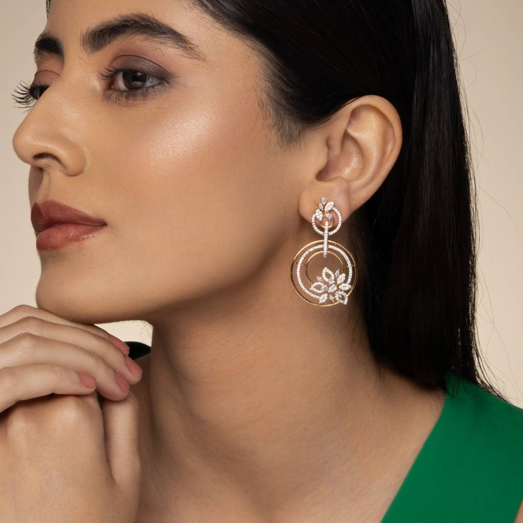 White Gold-Plated Party Zircon Drops - 457103 : 457103