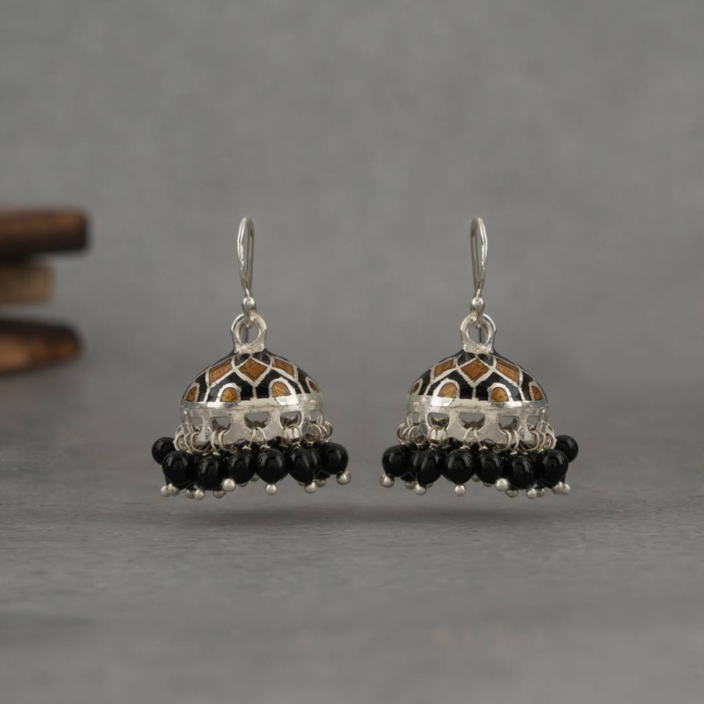 Meenakari Silver Jhumkies : SSE821