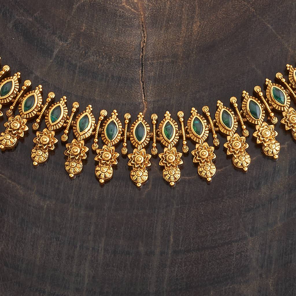 Kushal'S Fashion Jewellery Ruby Gold-Plated Ethnic Antique Jewellery Set-181641 : 434115