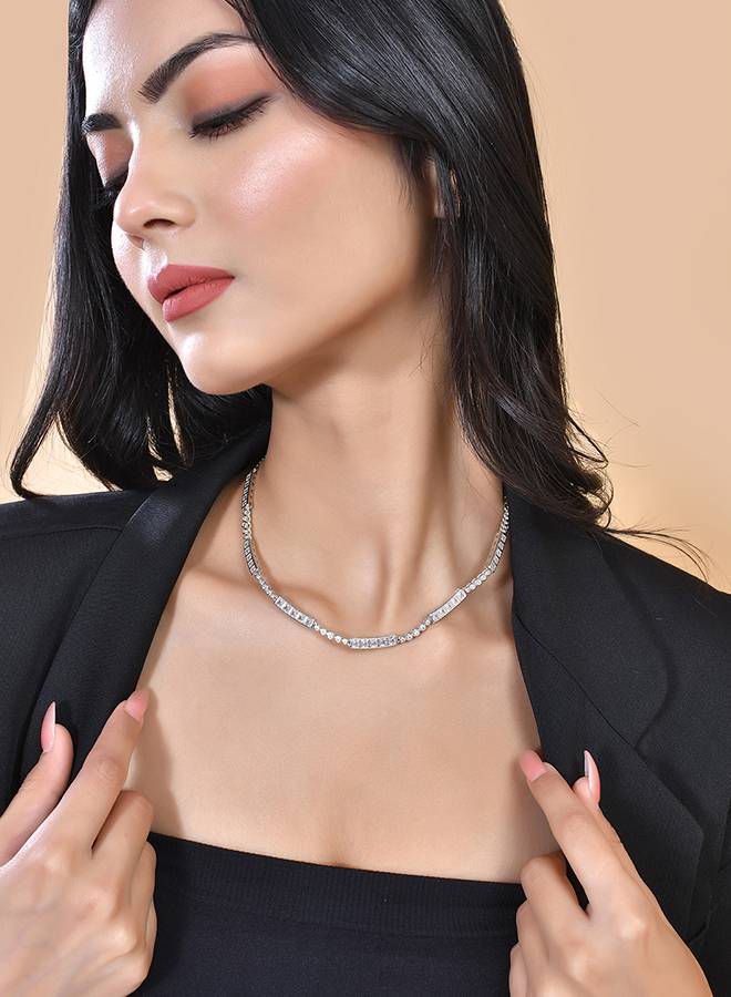 Valentine'S Day Sterling Silver Classic Multi Cz Tennis Necklace : 8905124516722